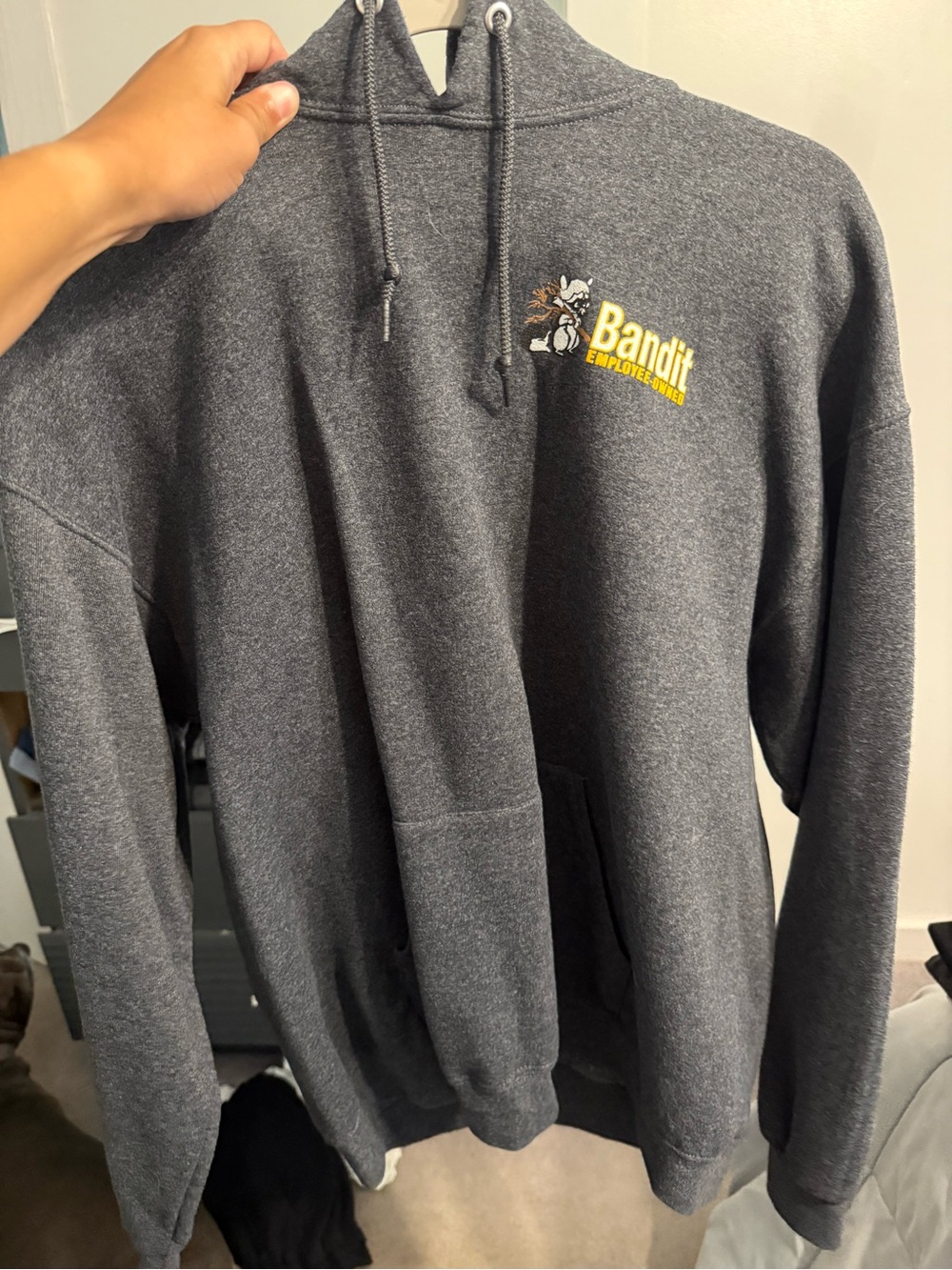 Jerzees Dark Gray Hoodie with Yellow Bandit Logo